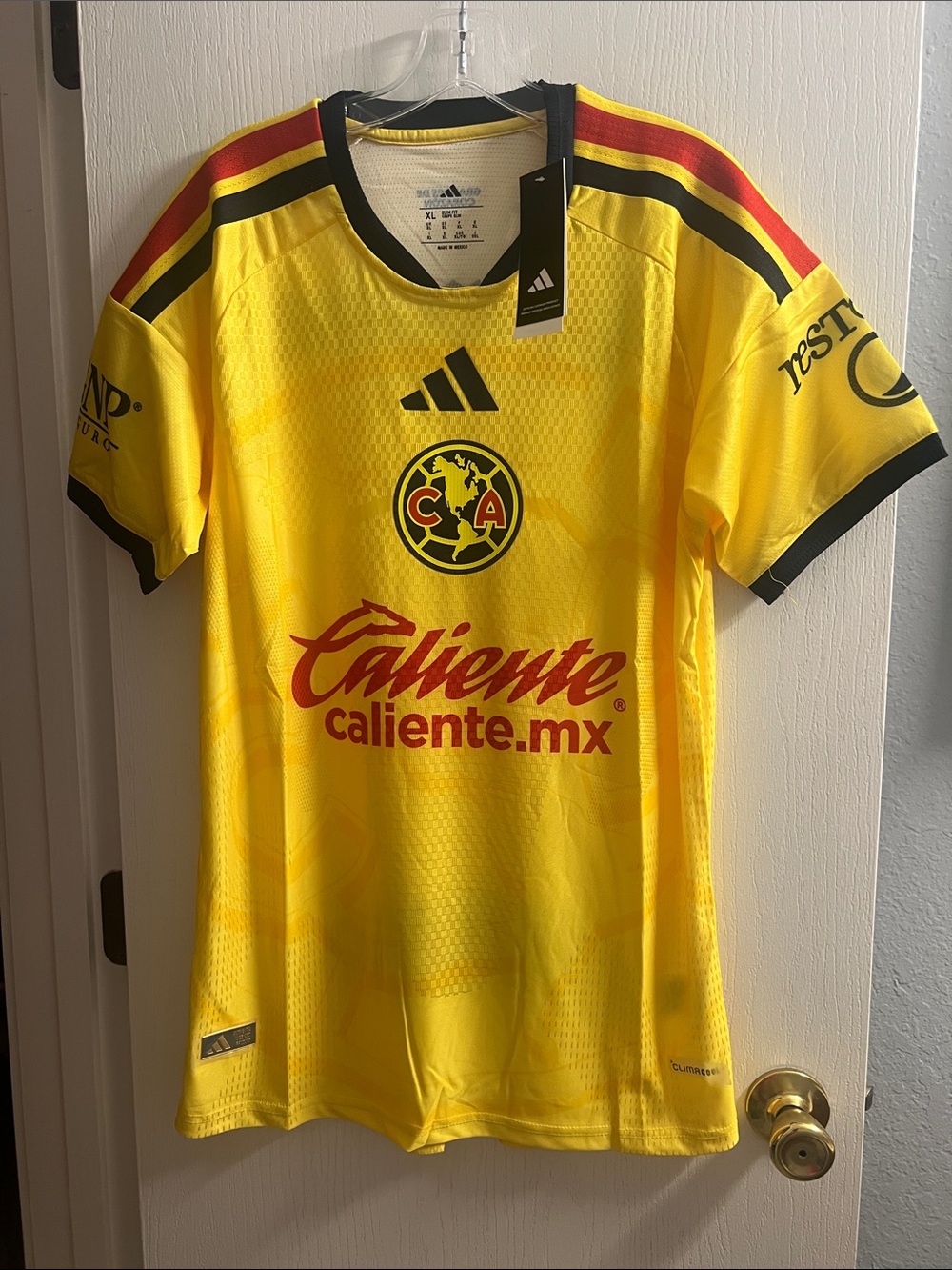 adidas Yellow Club América Soccer Jersey with Red & Black Accents
